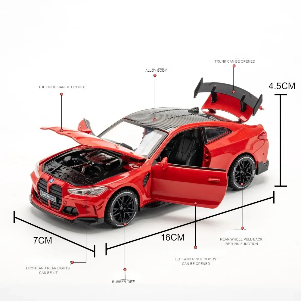 🏁 1:32 BMW M4 Supercar Model – Alloy Diecast with Lights & Sound 🚗✨