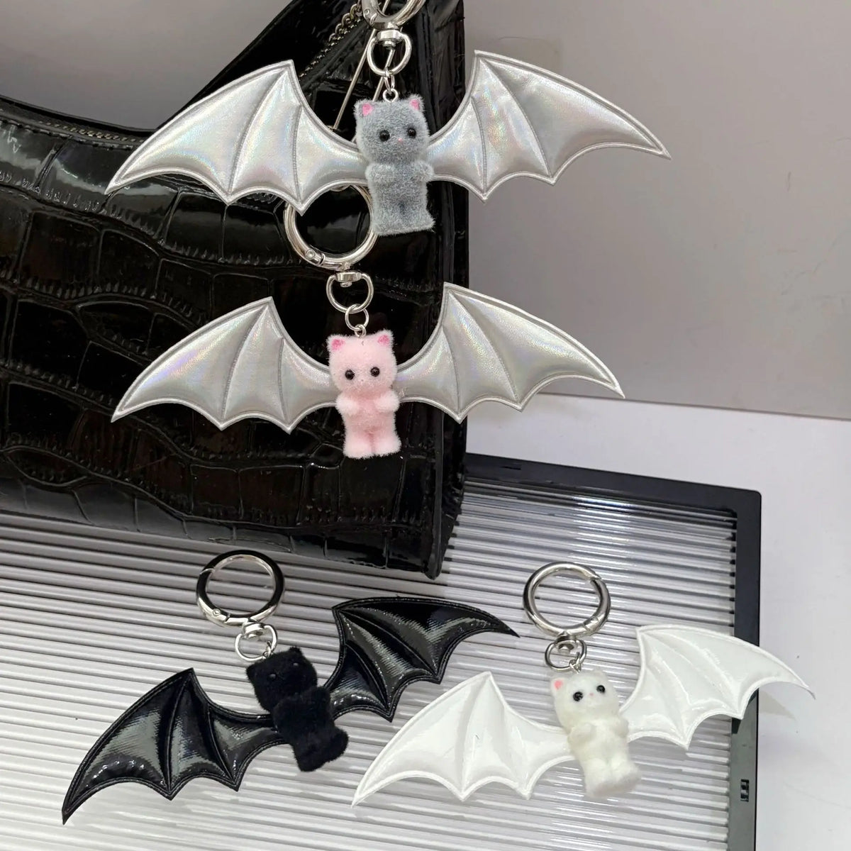 Cute Bear Wings Keychain - Halloween Bag Charm & Phone Pendant