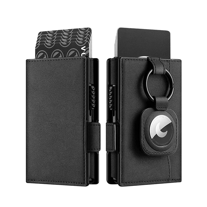 Smart Leather Card Holder for Men 💼 | RFID Blocking + AirTag Slot