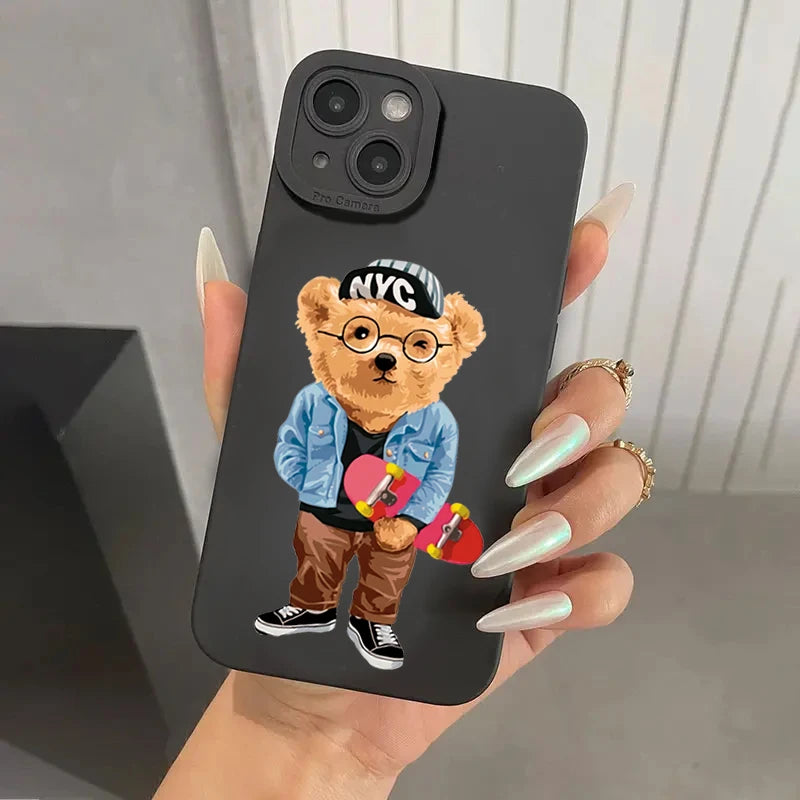 🐻 Cute Teddy Bear Couple Case – Soft & Sweet Protection for Your iPhone!