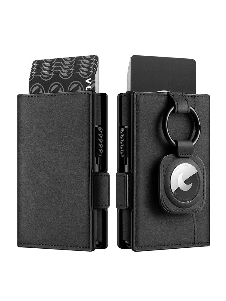 Smart Leather Card Holder for Men 💼 | RFID Blocking + AirTag Slot
