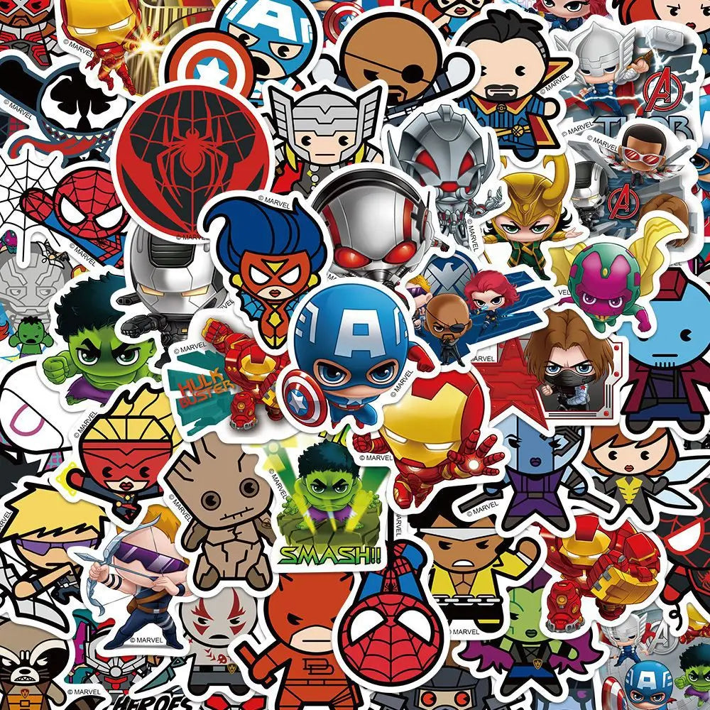 🦸‍♂️ Superhero Squad Sticker Pack – 50pcs of Chibi Hero Power! ⚡🕷