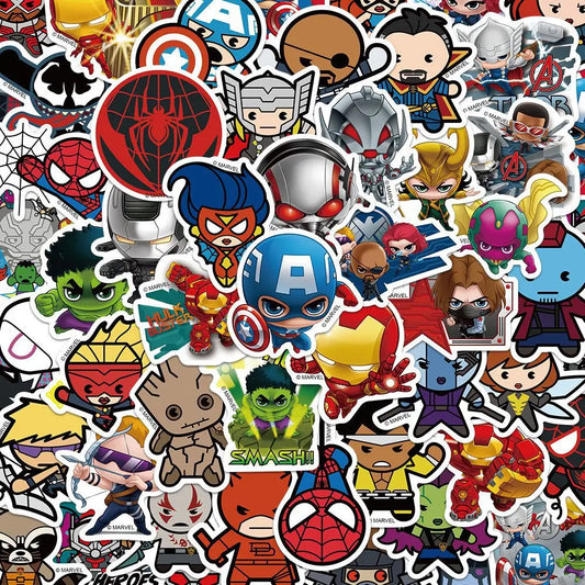 🦸‍♂️ Superhero Squad Sticker Pack – 50pcs of Chibi Hero Power! ⚡🕷