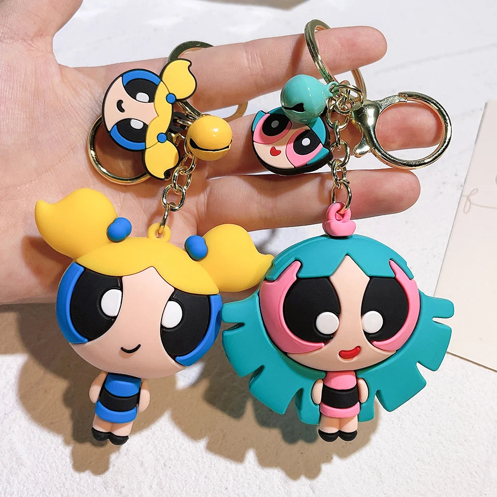 The Powerpuff Girls 🩷💚💙 – Cute Silicone Keychain for Fans | Cartoon Doll Pendant