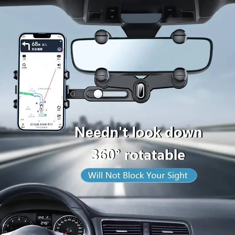📲 Rearview Mirror Phone Holder – 360° Adjustable Car Mount 🚗