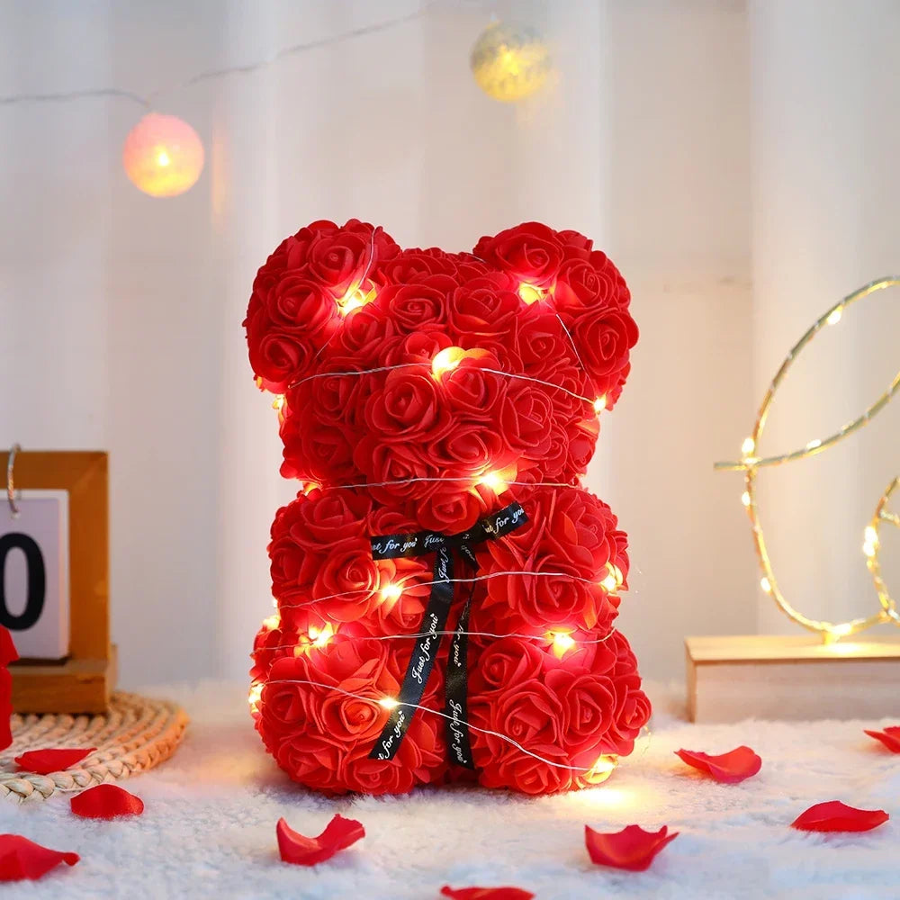 🌹🐻 25cm Rose Teddy Bear – A Blooming Symbol of Love