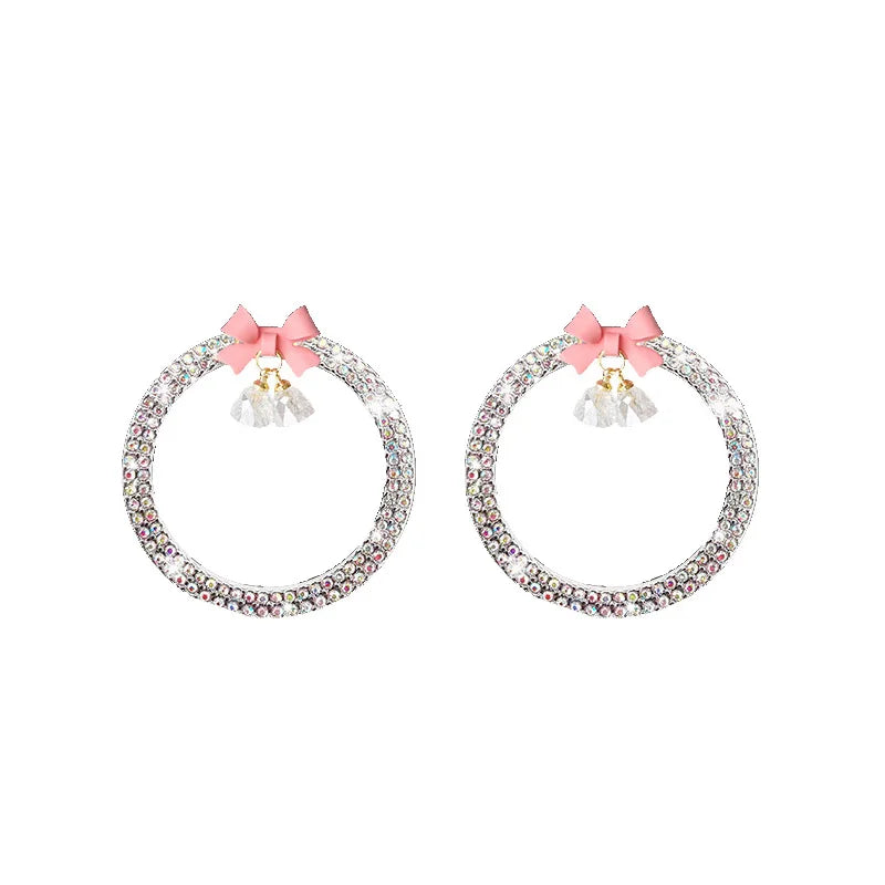 Crystal Rhinestone Engine Start Button Ring Decal with Bowknot