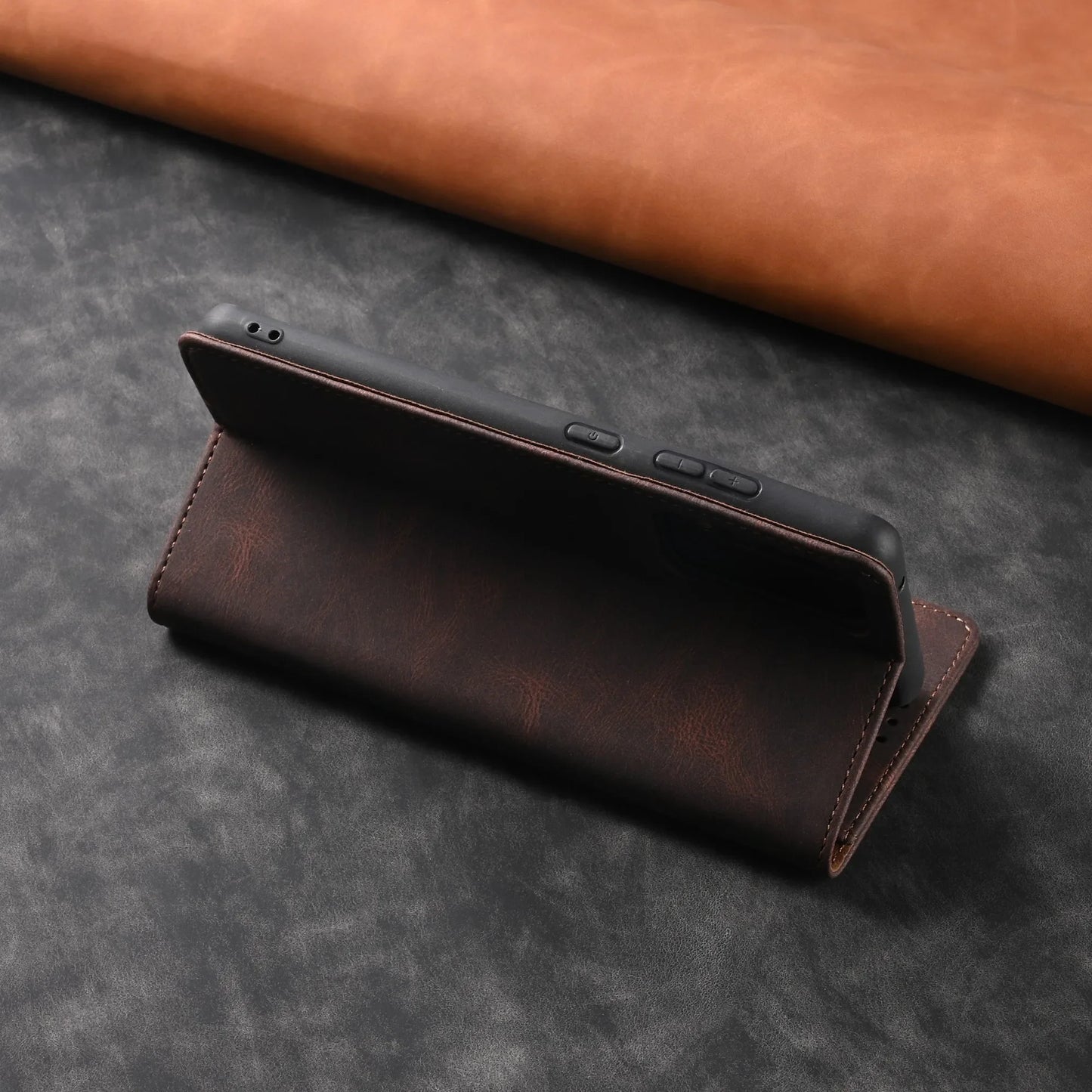 📔 Elegant Leather Flip Wallet Case – For Samsung Galaxy | Card Holder & Full Protection