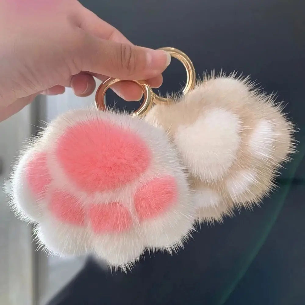 Fluffy Plush Cat Paw Keychain & Bag Charm