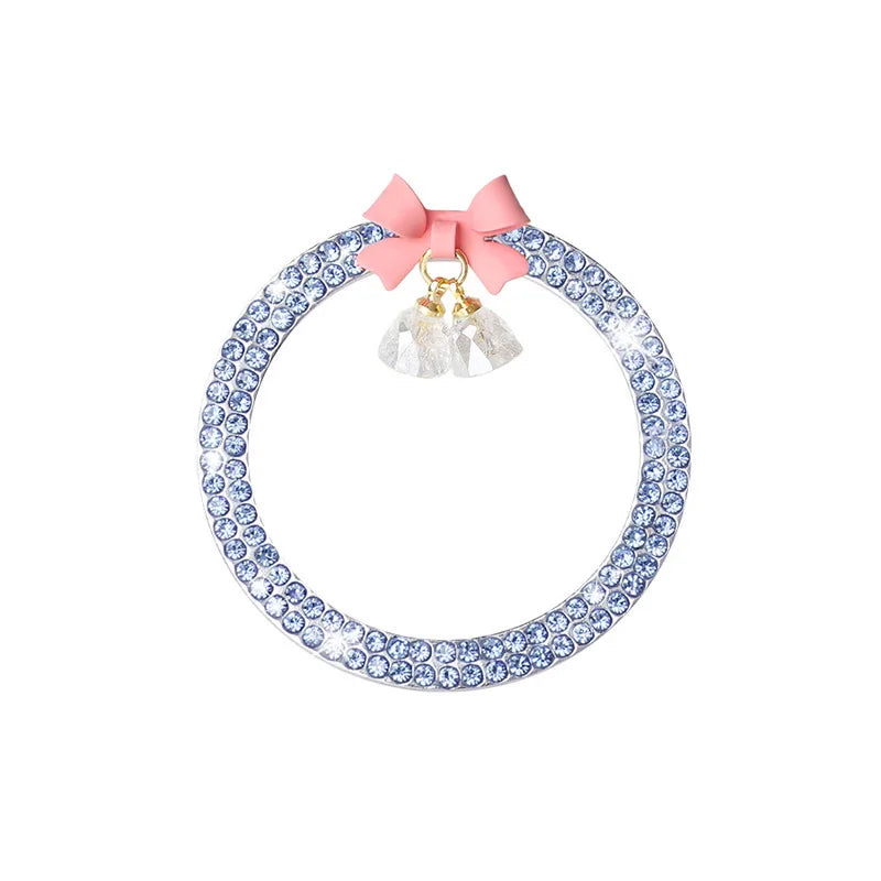 Crystal Rhinestone Engine Start Button Ring Decal with Bowknot
