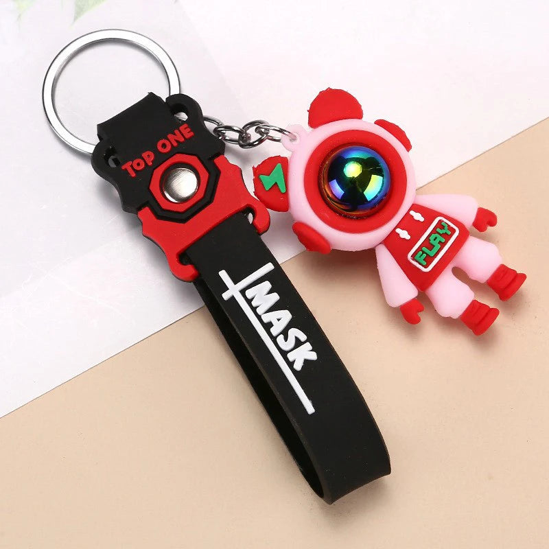 🔌⚡ Cartoon Lightning Bear Keychain – Adorable Astronaut Vibes! 🐻🚀