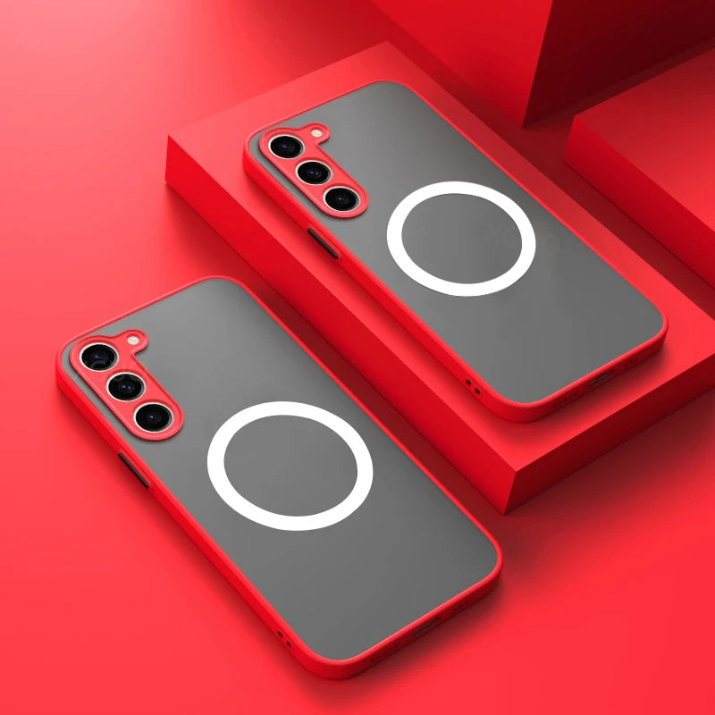 🧲 Sleek Matte Magnetic Case – For Samsung Galaxy | Frosted Finish & Wireless Charging