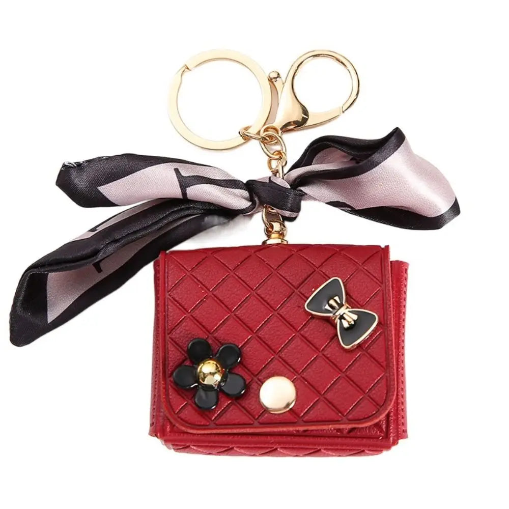 Leather Earphone Case Keychain - Mini Storage Bag for Bluetooth Headsets