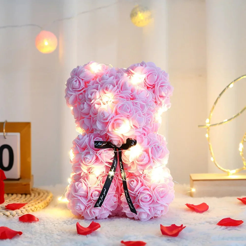 🌹🐻 25cm Rose Teddy Bear – A Blooming Symbol of Love