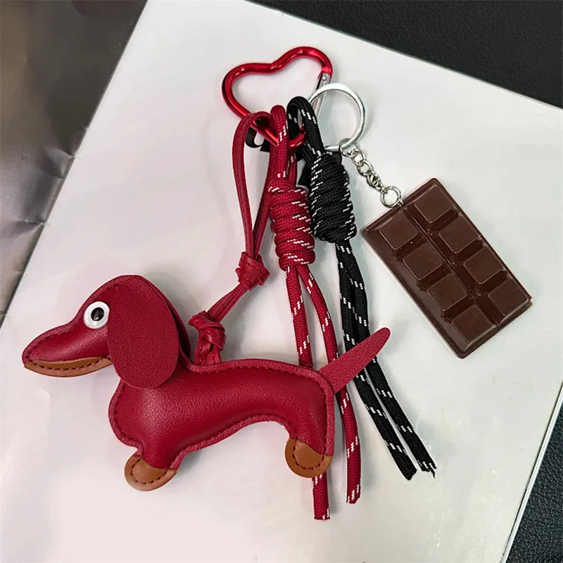 🐶 Cute Dachshund Dog Keychain Lanyard – Funny Pet Bag Charm 🎁