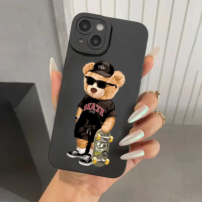 🐻 Cute Teddy Bear Couple Case – Soft & Sweet Protection for Your iPhone!