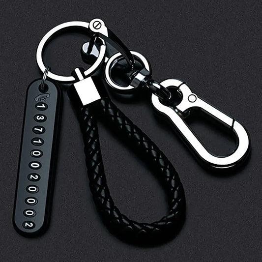 DIY Number Plate Keychain - Punk Leather Rope Anti-Lost Car Key Chain