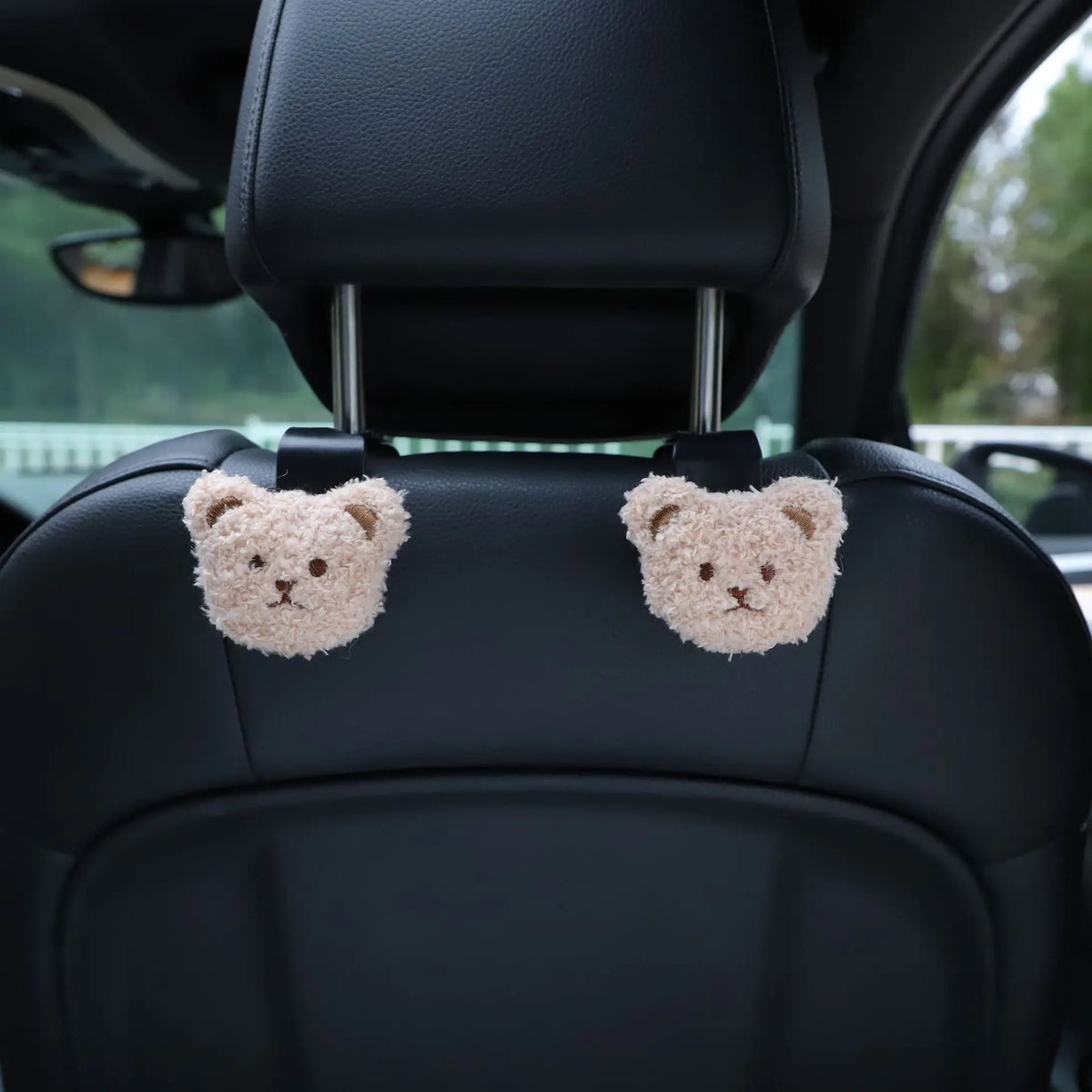 Cute Cartoon Bear Car Seat Hooks - Headrest Organizer Hanger (2pcs)