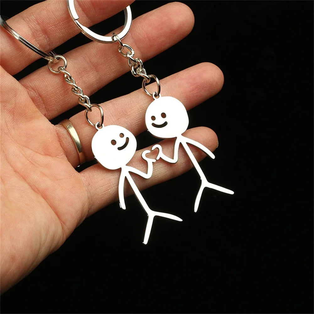 ❤️‍🔥 Funny Finger Heart Stickman Keychains – Couple's Cute Charm 💑🔑