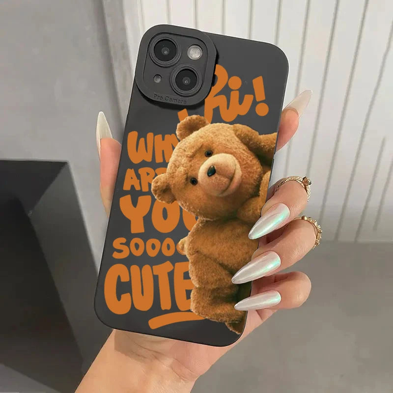 🐻 Cute Teddy Bear Couple Case – Soft & Sweet Protection for Your iPhone!
