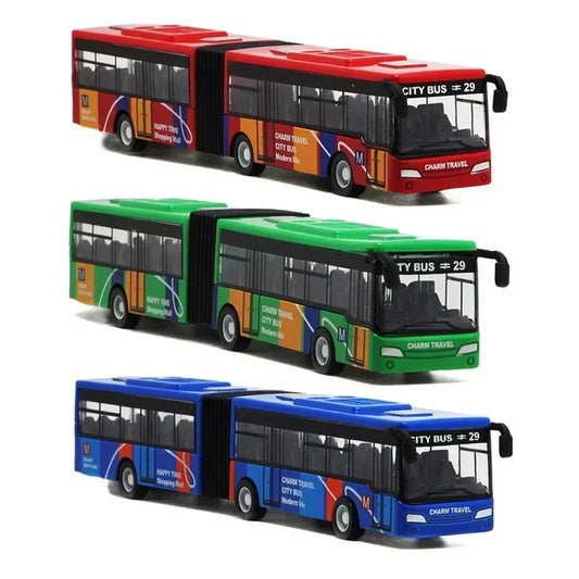 🚌 Colorful City Bus Toy – Articulated Diecast Model with Pull-Back Action