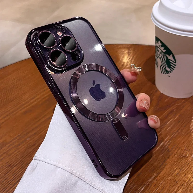 📱✨ MagSafe Compatible Glossy iPhone Case – Shockproof & Camera Protection