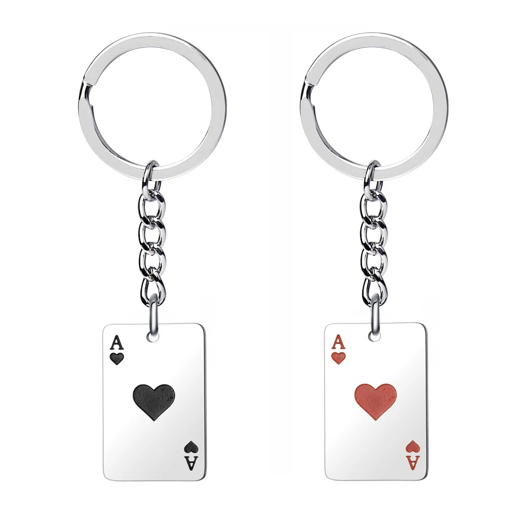 🂡 Ace of Spades & Ace of Hearts Keychain Set – Perfect for Couples! 💕