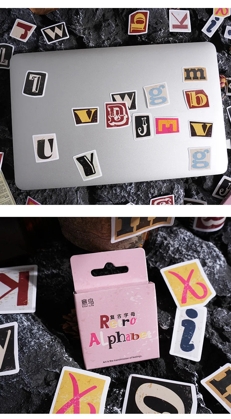 🔠✨ Retro Ransom Letter Alphabet Stickers/46pcs ✨📰