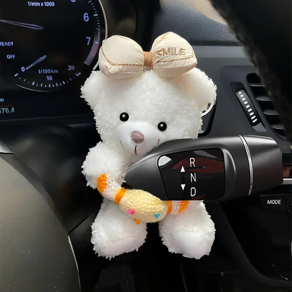 Cute Plush Bear & Character Car Dashboard Steering Lever Decor