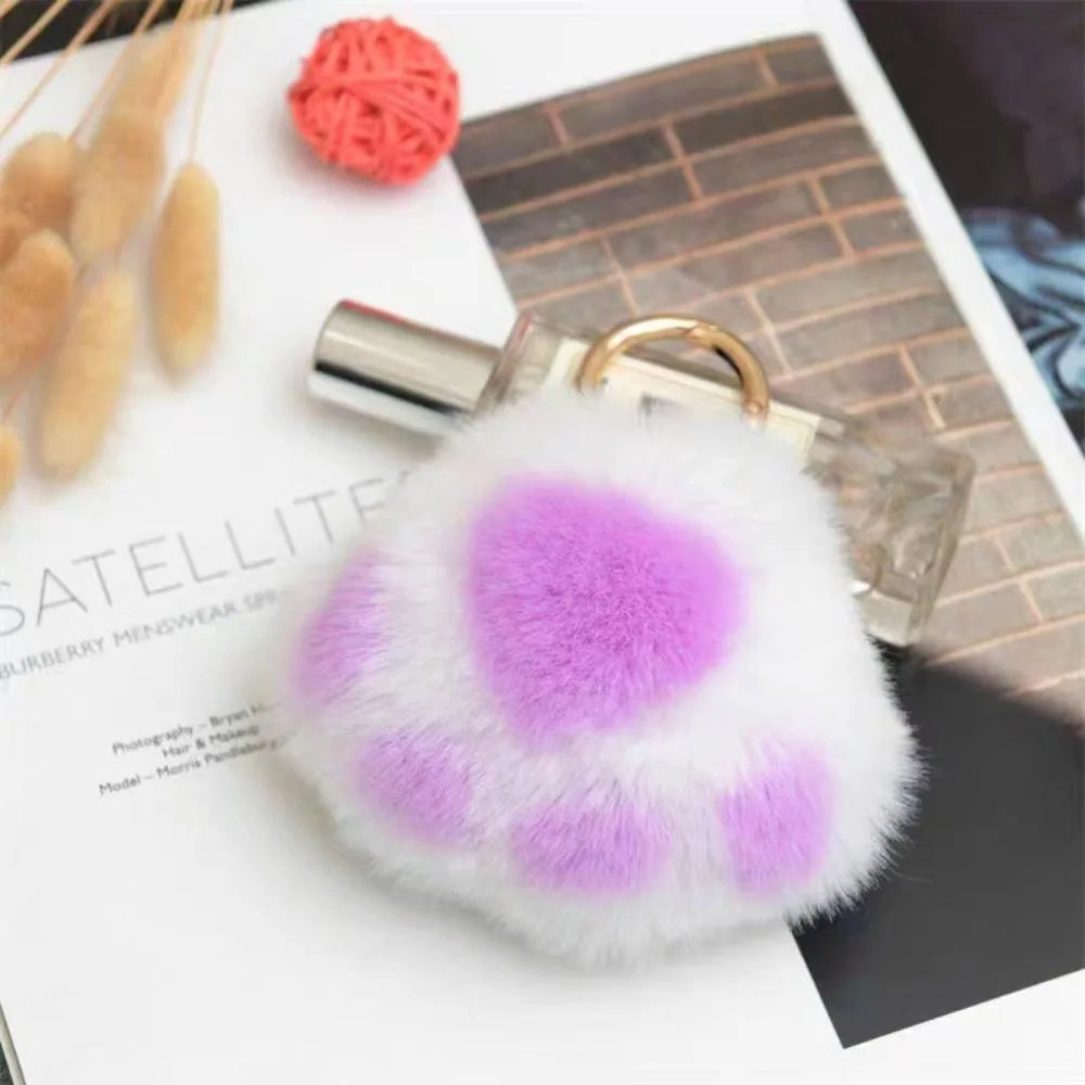 Fluffy Plush Cat Paw Keychain & Bag Charm