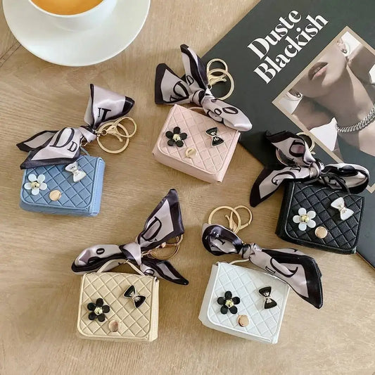 Leather Earphone Case Keychain - Mini Storage Bag for Bluetooth Headsets