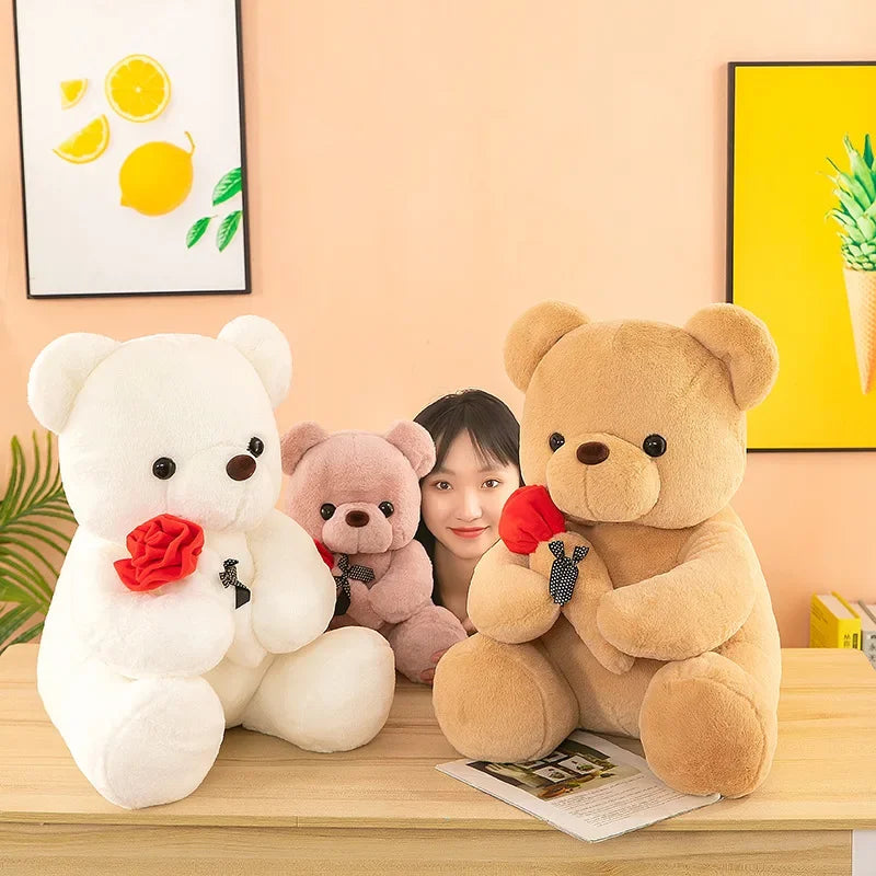 🌹 Valentine's Day Rose Teddy Bear – Soft Plush Love Gift for Her 🧸
