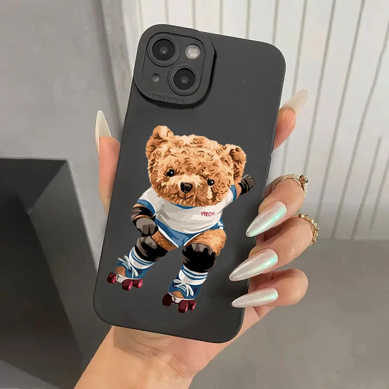 🐻 Cute Teddy Bear Couple Case – Soft & Sweet Protection for Your iPhone!
