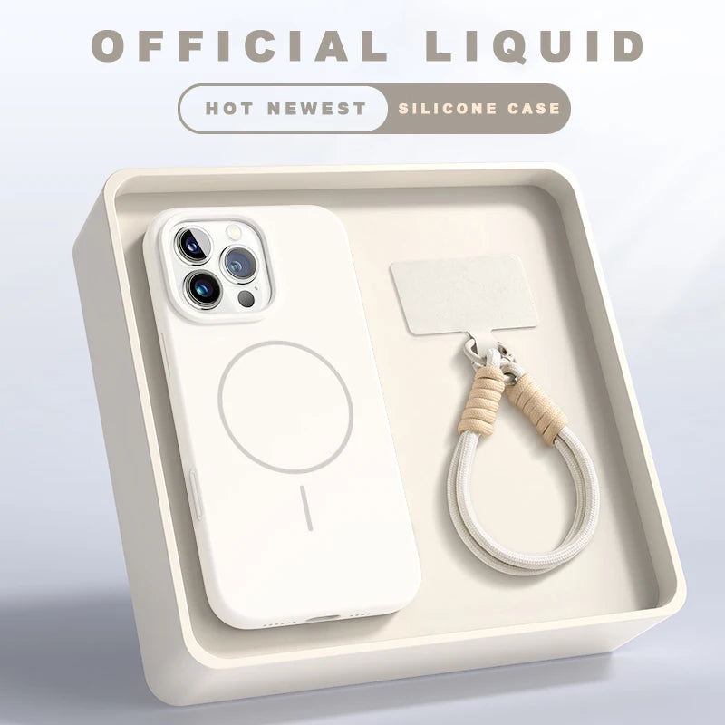 📱 Official Liquid Silicone Case with Lanyard – Soft Touch, Strong Grip 💼
