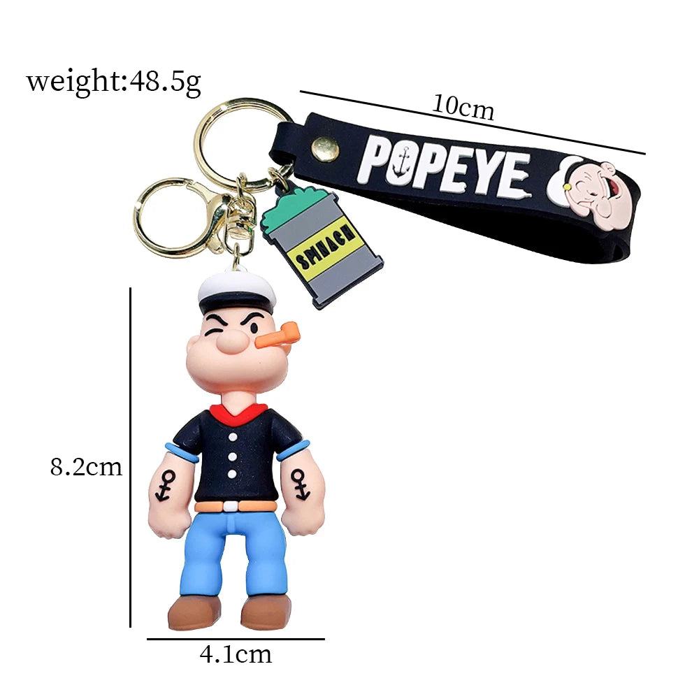 Popeye Silicone Keychain – Cute Cartoon Doll Pendant for Bags & Keys