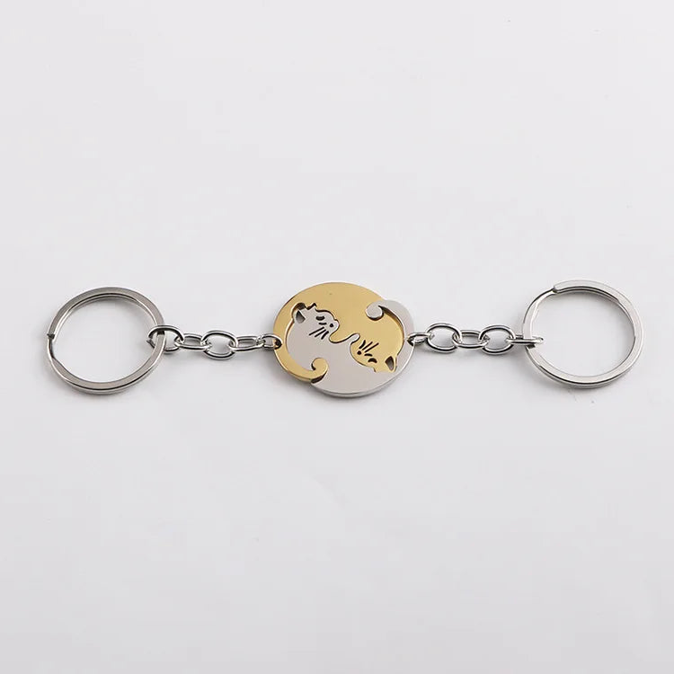 🐱 Cute Cat Couple Keychain – For You & Your Purr-fect Match!