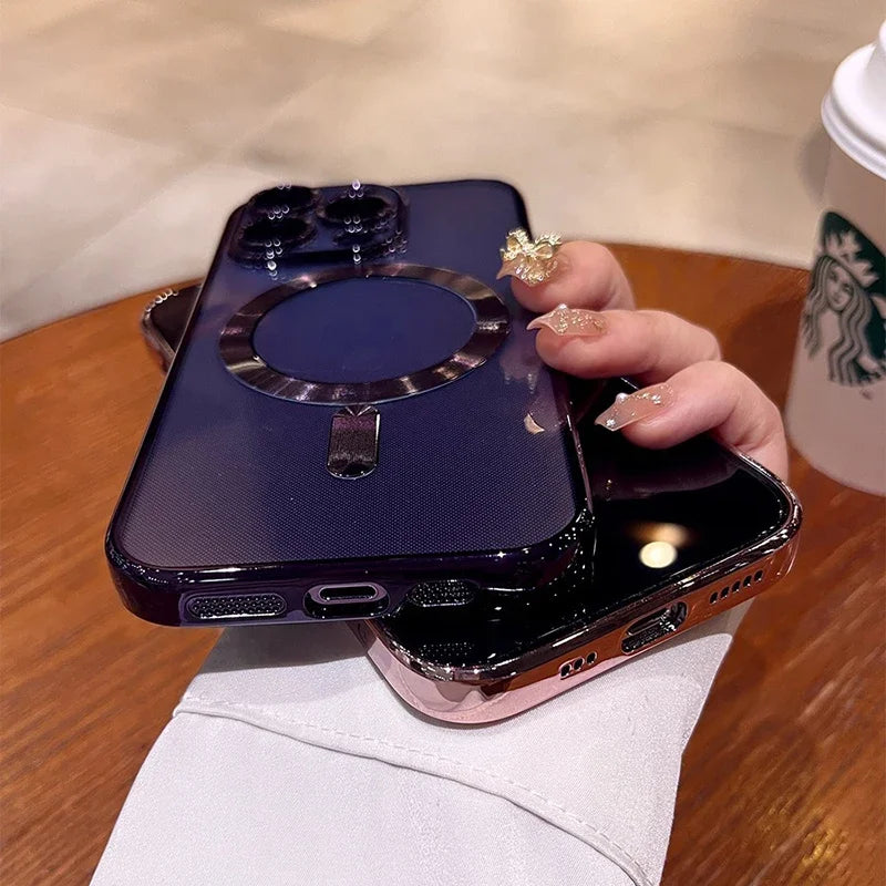 📱✨ MagSafe Compatible Glossy iPhone Case – Shockproof & Camera Protection