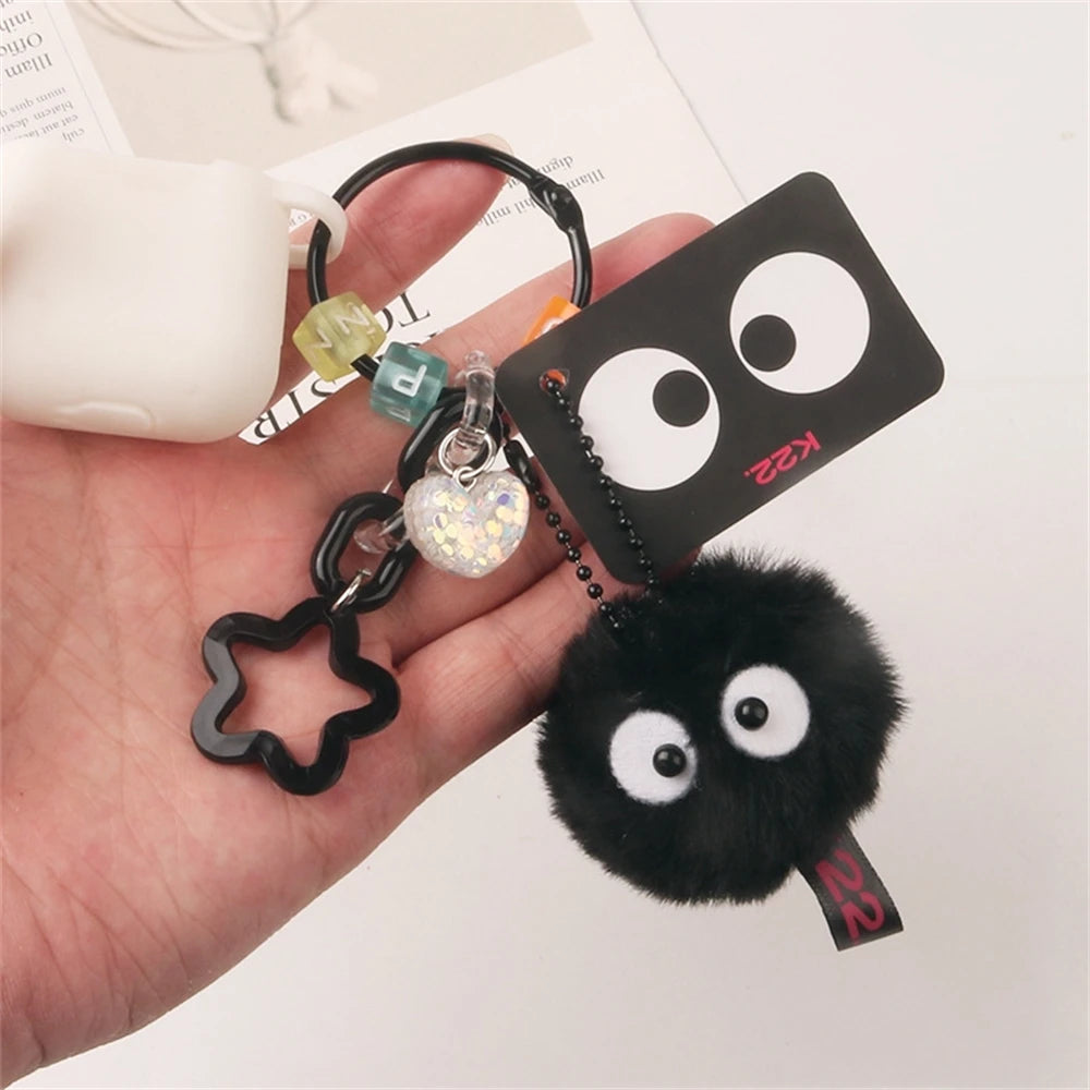 🌈✨ Fluffy Pompom Monster Keychains 👀⭐