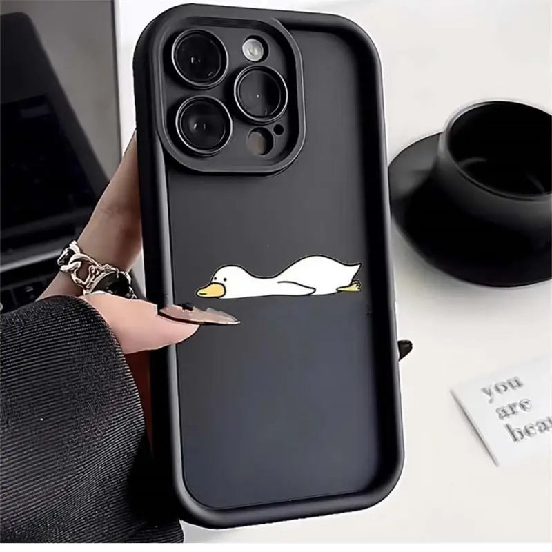 🦆 Minimalist Cartoon Duck Case – Fun & Protective for Samsung