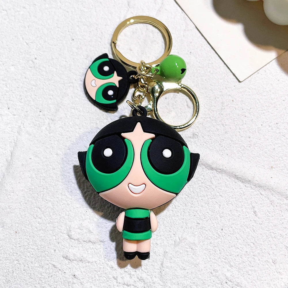 The Powerpuff Girls 🩷💚💙 – Cute Silicone Keychain for Fans | Cartoon Doll Pendant
