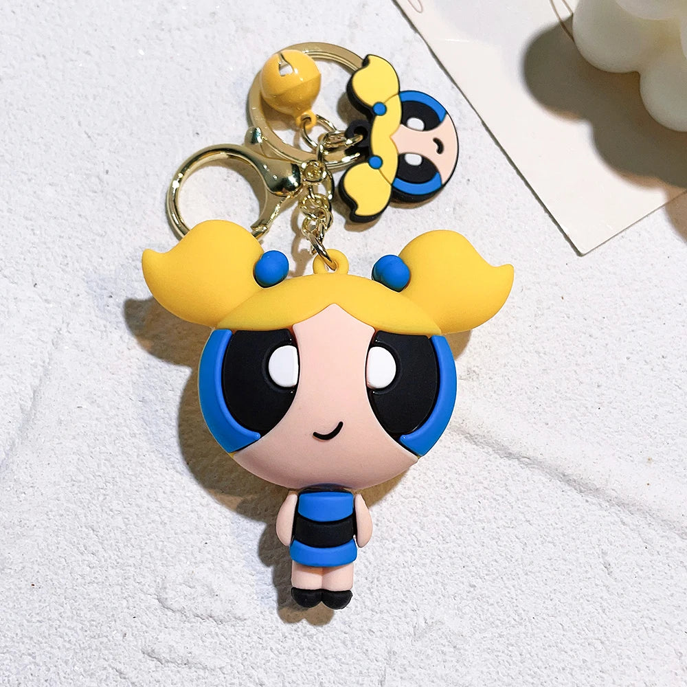 The Powerpuff Girls 🩷💚💙 – Cute Silicone Keychain for Fans | Cartoon Doll Pendant