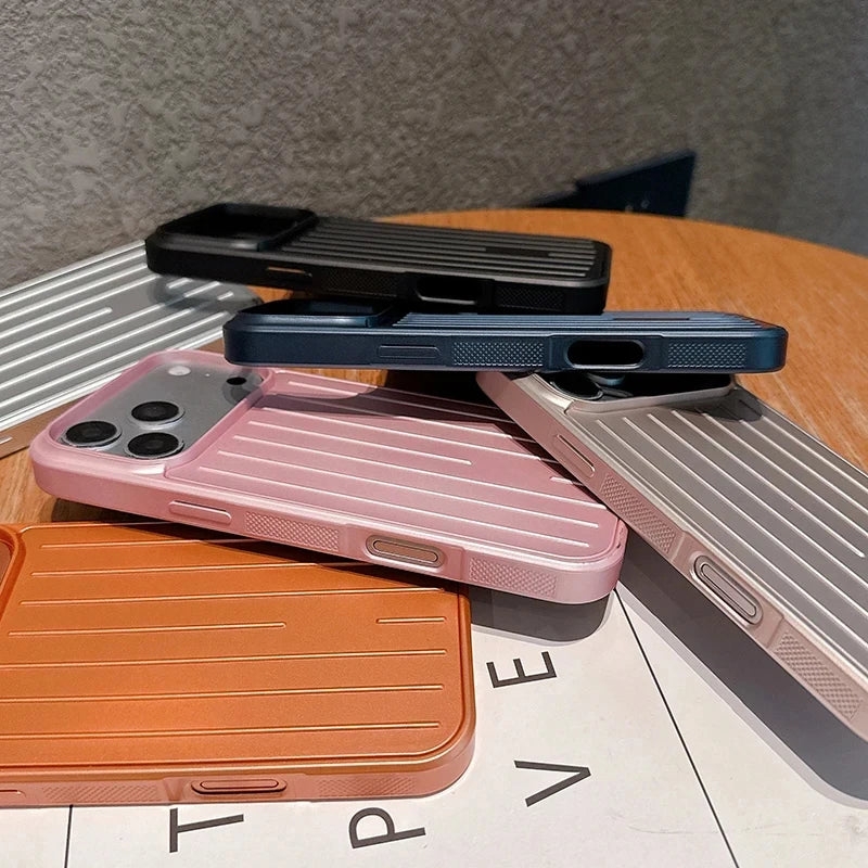Luxury Suitcase Stripe Matte Phone Case for iPhone | Luggage Aesthetic Cover