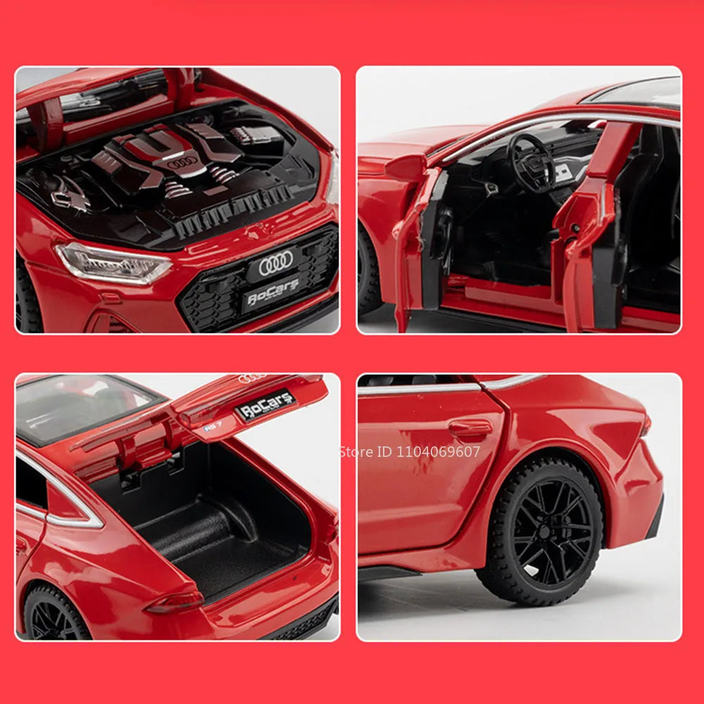 1:32 Audi RS7 Sportback Diecast Model Car – 6 Doors, Pull-Back, Lights