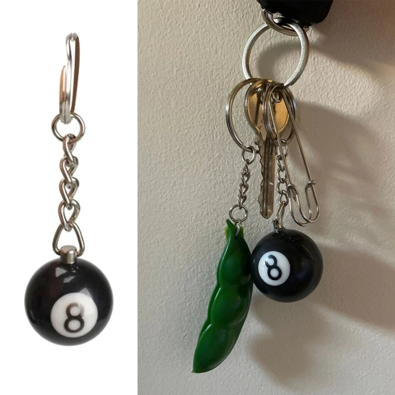 Black 8 Ball Billiard Keychain – Magic 8 Ball Pool Keyring
