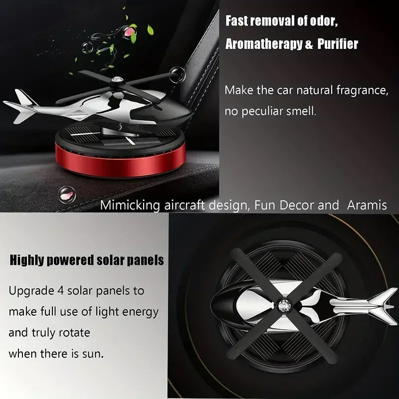🚁 Solar Car Air Freshener – Helicopter Design | Aromatherapy & Odor Removal