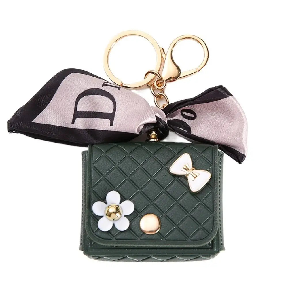 Leather Earphone Case Keychain - Mini Storage Bag for Bluetooth Headsets