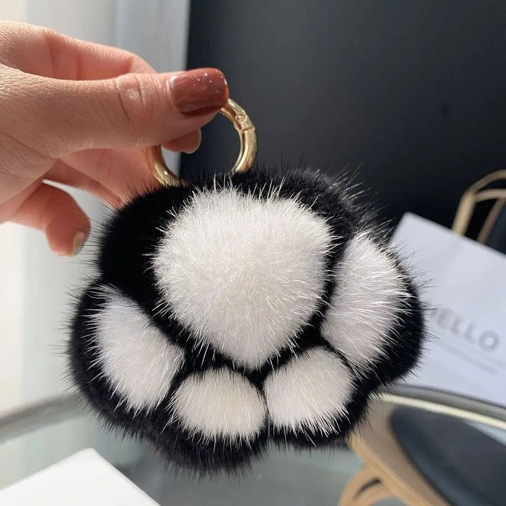 Fluffy Plush Cat Paw Keychain & Bag Charm