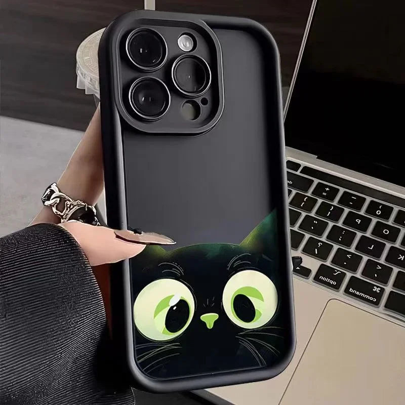 Cute Cartoon Cat Case – Soft Shockproof Cover for iPhone
