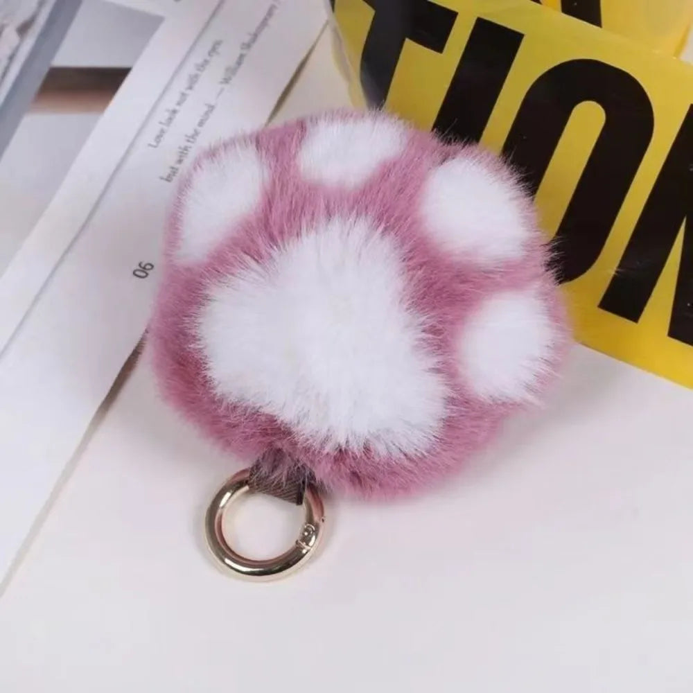 Fluffy Plush Cat Paw Keychain & Bag Charm