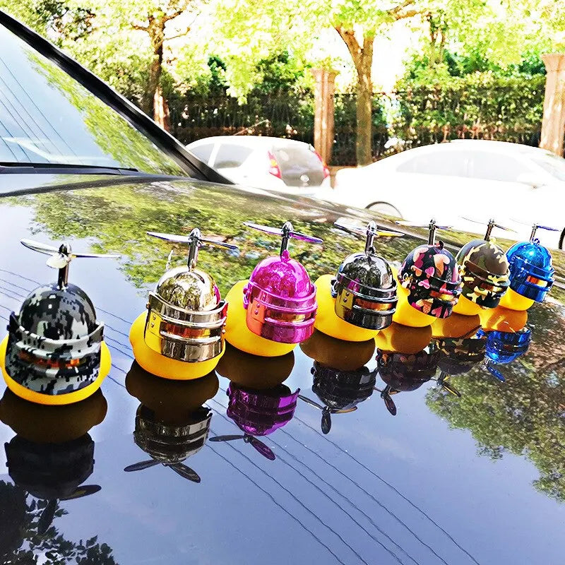 Funny Yellow Duck Car Decoration 🐤💨 – Helmeted Style on the Go!